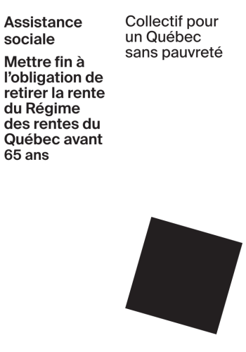 Assistance sociale: Mettre fin à l’obligation de retirer la rente du Régime des rentes du Québec avant 65 ans